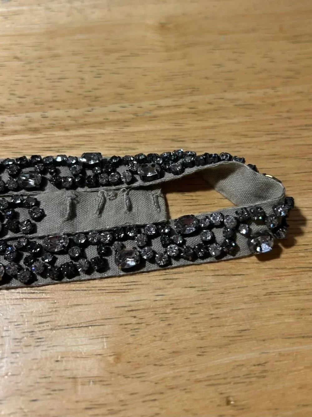 Womens Vera Wang Khaki Fabric Rhinestone Waist Belt M